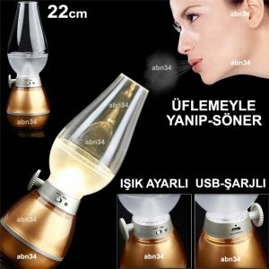 Işık Seviye Ayarı Nostaljik Şarjlı Retro Led Lamba Üfleme Duyarlı