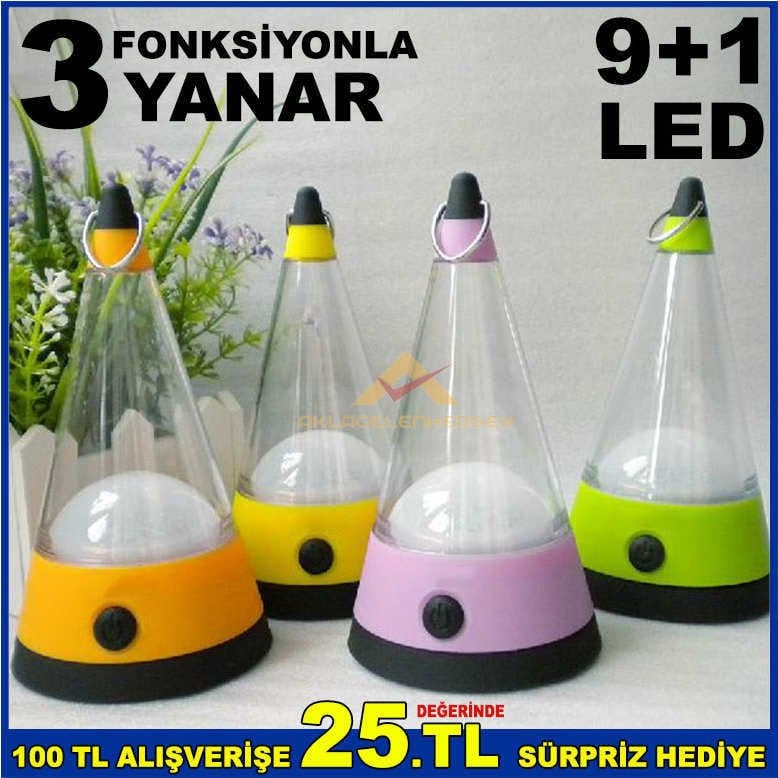 ÇOK FONKSİYONLU 10 LED SU GEÇİRMEZ KAMP LAMBASI