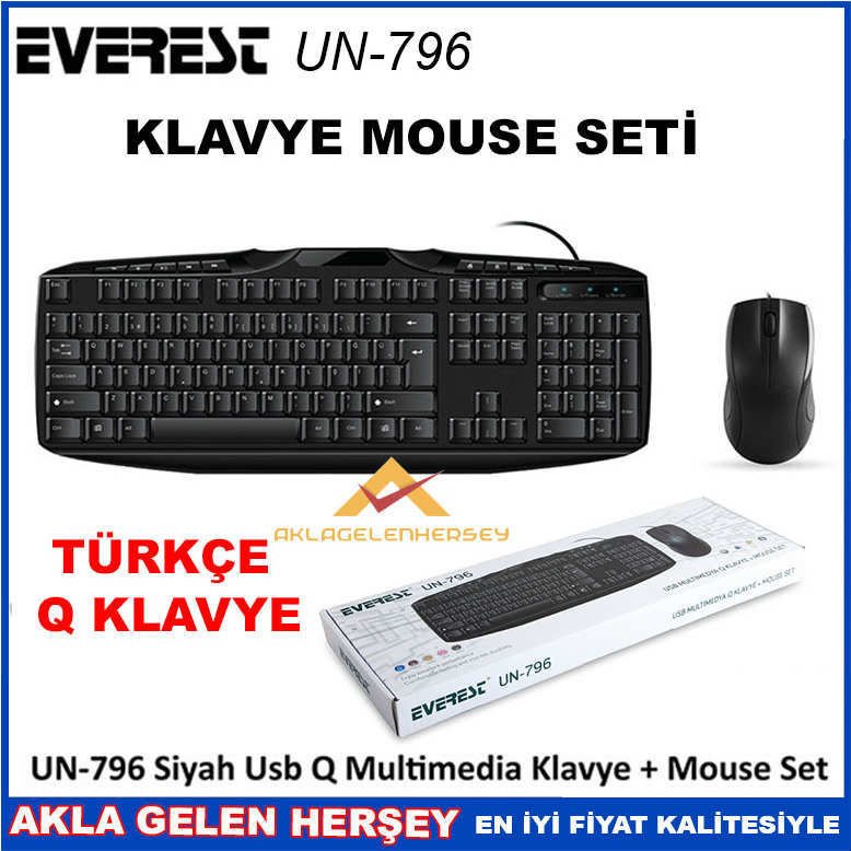 EVEREST USB KABLOLU Q KLAVYE-MOUSE SETİ UN-796