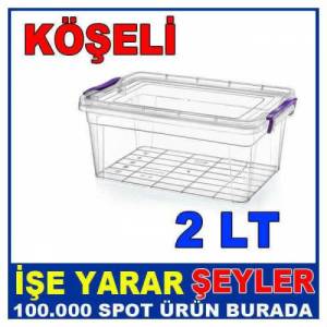 2 LİTRE 1 NOLU KÖŞELİ KİLİTLİ SAKLAMA KABI