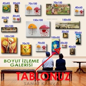 SARI KIRMIZI ŞEMSİYELER 7 değişen ölçü ORİJİNAL KANVAS TABLO