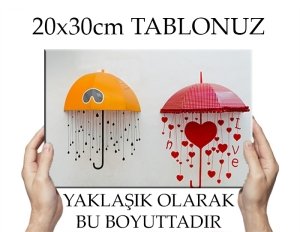 SARI KIRMIZI ŞEMSİYELER 7 değişen ölçü ORİJİNAL KANVAS TABLO