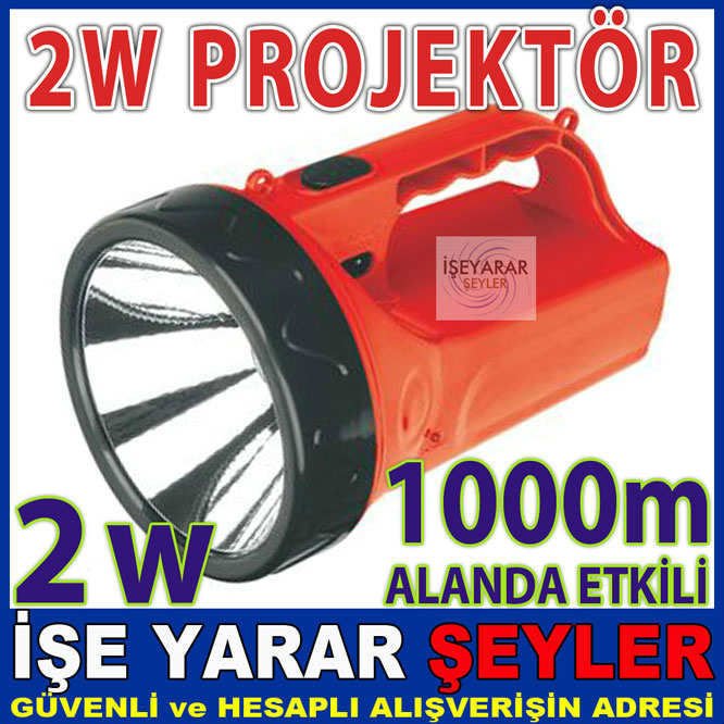 UZUN MESAFELİ 2W PROJEKTÖR LED EL FENERİ 1000m