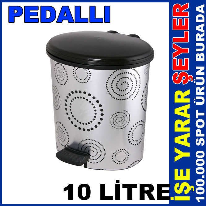 10 LİTRE 3 NOLU METALİZE PEDALLI ÇÖP KOVASI