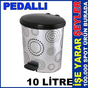 10 LİTRE 3 NOLU METALİZE PEDALLI ÇÖP KOVASI