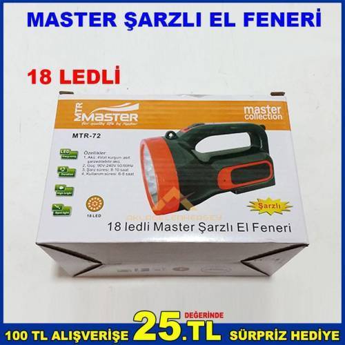 Şarzı Uzun Ömürlü Kolayca Kavranabilen 18 Ledli Master Şarzlı El Feneri