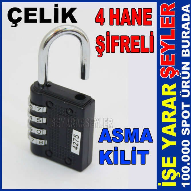 4 HANELİ ŞİFRELİ ÇELİK ASMA ÇANTA BAVUL KİLİDİ