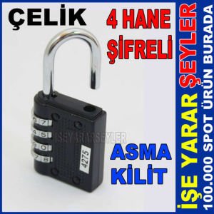4 HANELİ ŞİFRELİ ÇELİK ASMA ÇANTA BAVUL KİLİDİ