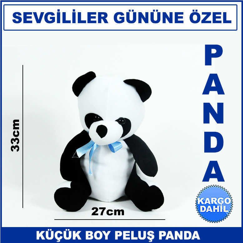 Sevgililer Gününe Özel Küçük Boy 33cm Oturan Peluş Panda Oyuncak