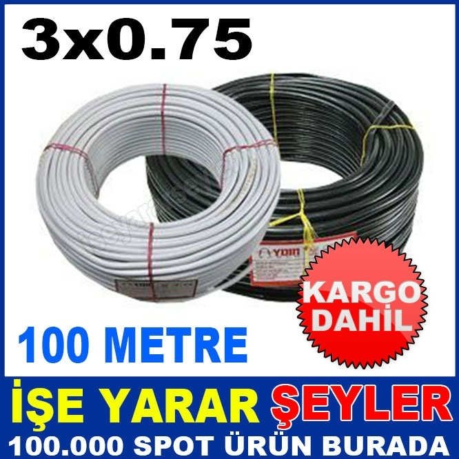 100metre A KALİTE 3x0.75 TTR ELEKTRİK KABLOSU KD