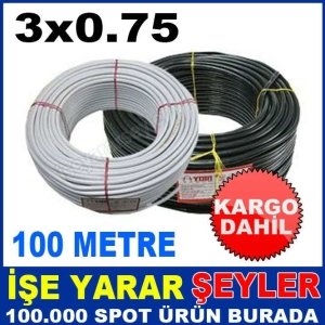 100metre A KALİTE 3x0.75 TTR ELEKTRİK KABLOSU KD