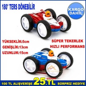 180° AÇIYLA GERİYE TAKLA ATAN ÇİFT TARAFLI MÜZİKLİ OYUNCAK ARABA