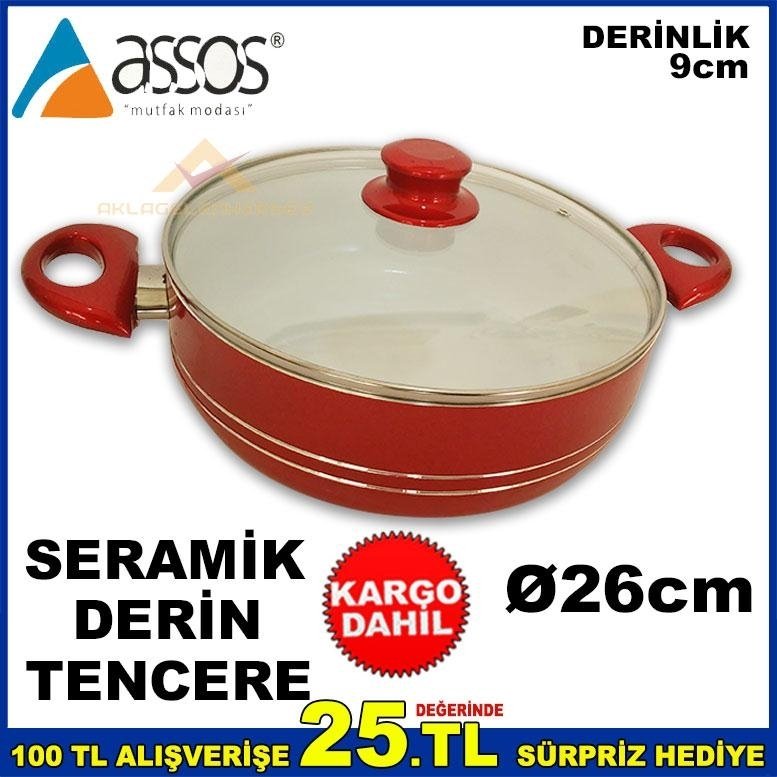 ASSOS SERAMİK 26cm DERİN YANMAZ YAPIŞMAZ TENCERE