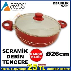 ASSOS SERAMİK 26cm DERİN YANMAZ YAPIŞMAZ TENCERE