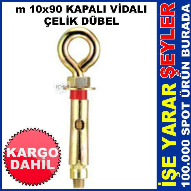2 AD. m 10x90 KAPALI VİDA KANCALI ÇELİK DÜBEL KD
