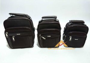 3lüSET FERMUARLI KAHVERENGİ ASKILI ERKEK ÇANTASI