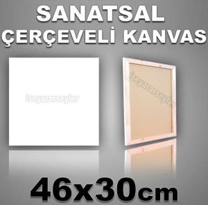 AHŞAP ÇERÇEVELİ BOŞ RESİM TUVALİ HAZIRTUAL 46x30
