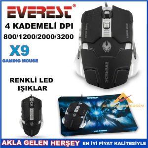 EVEREST OYUNCU MOUSE VE MOUSEPAD SETİ SGM-X9