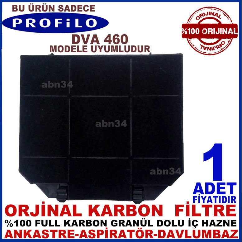 PROFİLO ANKASTRE DAVLUMBAZ FİLTRESİ DVA 640 Davlumbaz Ankastre Aspiratör Karbon Filtre-1013