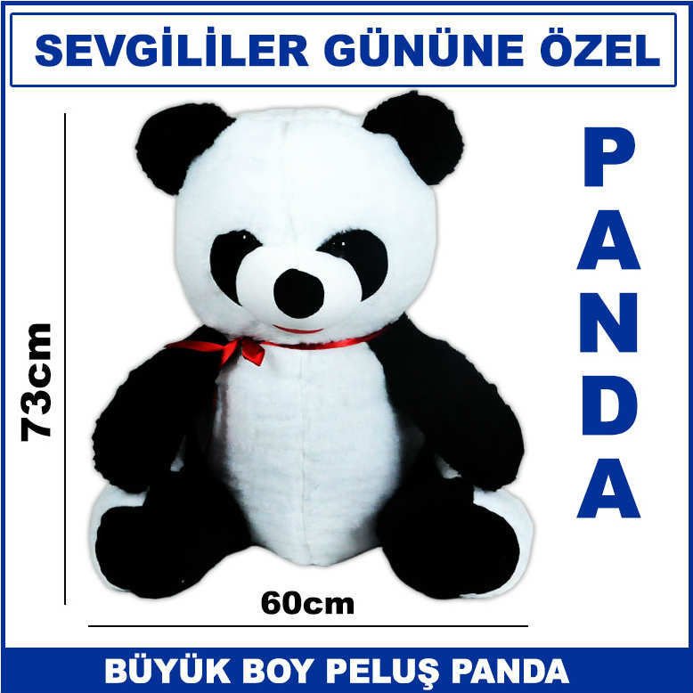 Sevgililer Gününe Özel Büyük Boy 73cm Oturan Peluş Panda Oyuncak