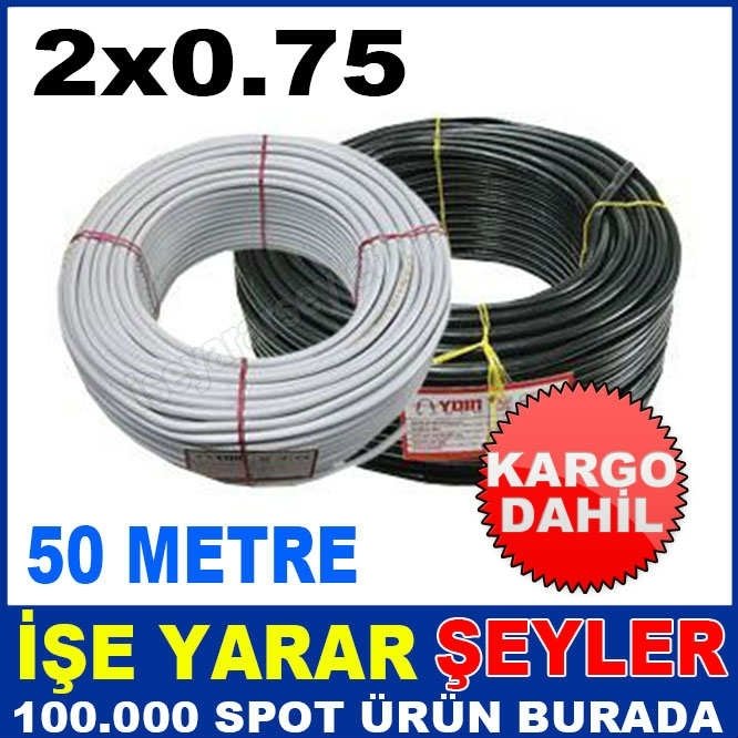 KARGA DAHİL 50metre A KALİTE 2x0.75 TTR ELEKTRİK KABLOSU