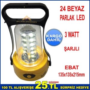 24 BEYAZ PARLAK LED IŞIK ŞARJLI 2 KADEME IŞIK AYARLI EL FENERİ
