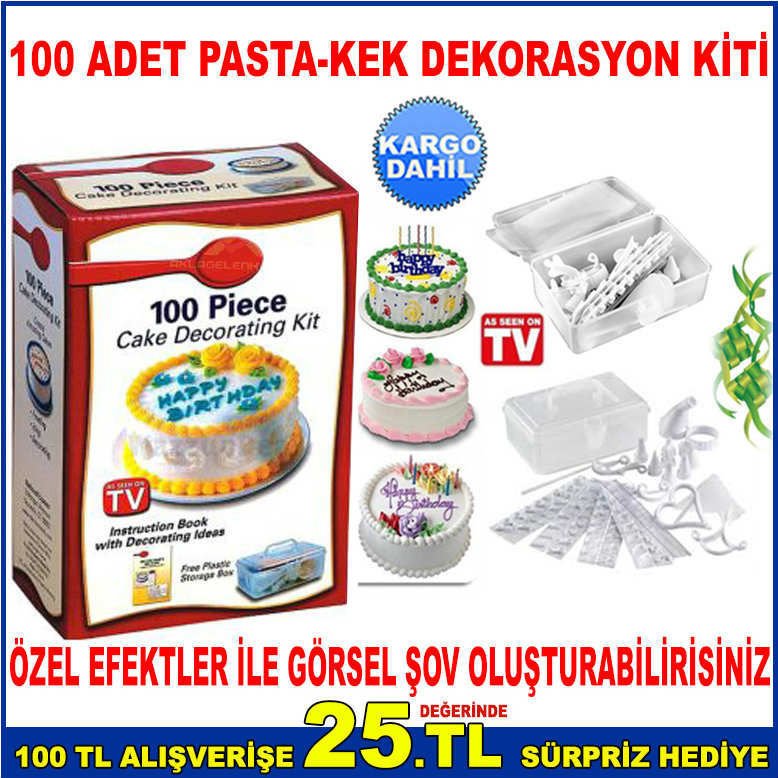 100 ADET PASTA-KEK DEKORASYON KİTİ ÇEŞİTLİ SÜSLEMELER YAPMAK İÇİN PASTA-KEK HAZIRLAMA ŞEKİLLENDİRİCİ