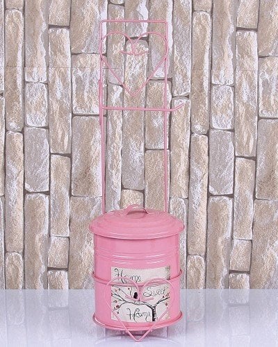 Metal Çöp Kovalı Portatif Ayaklı Ferforje Dekoratif Wc Kağıtlığı