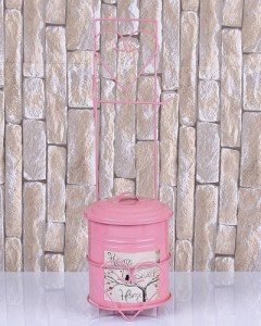 Metal Çöp Kovalı Portatif Ayaklı Ferforje Dekoratif Wc Kağıtlığı