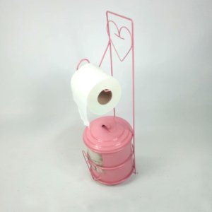 Metal Çöp Kovalı Portatif Ayaklı Ferforje Dekoratif Wc Kağıtlığı