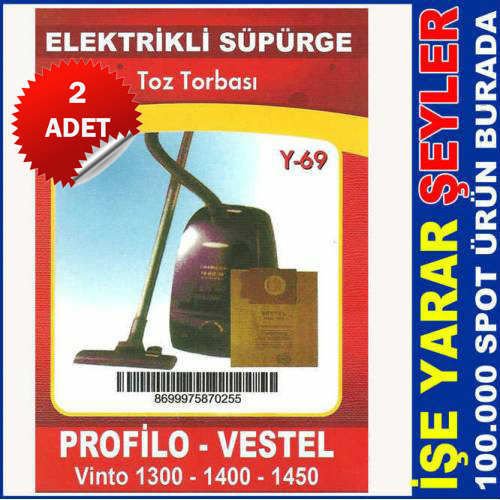 2 ADET PROFİLO ELEKTRİKLİ SÜPÜRGE TOZ TORBASI