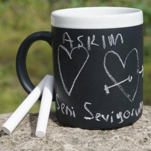 Tebeşirle Yazı Yazılan Kupa Bardak Blackboard Brew Üzerine Not Yazılan Kupa
