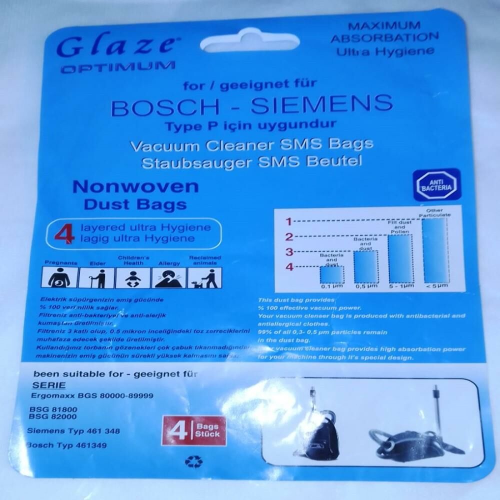 Abnturk  Özel Üretim 10 Adet ERGOMAXX BGS80000-89999 Süpürge Toz Torbası Sıfır Düzeyinde 3 Kat Elyaf