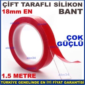Çift Tarafli Kırmızı Silikon Bant 1.5 metre Akrilik Silikonize