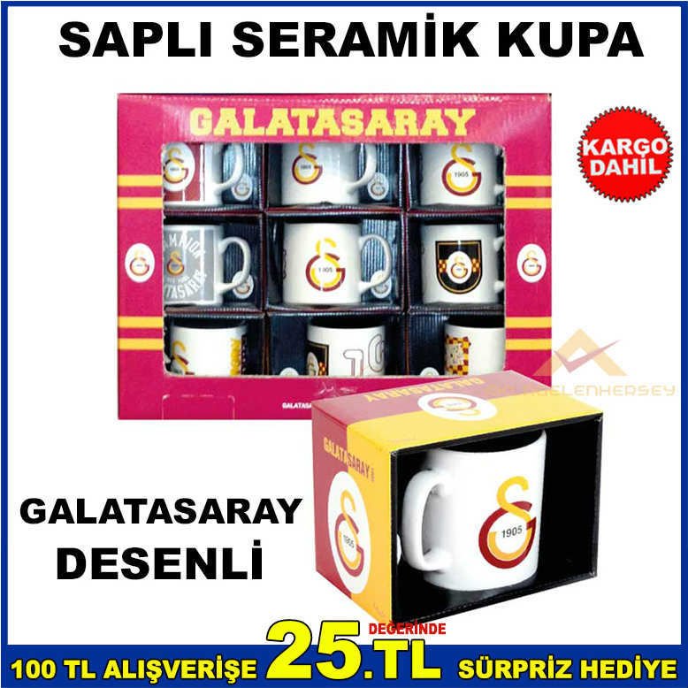 GALATASARAY DESENLİ SAPLI SERAMİK KUPA BARDAK