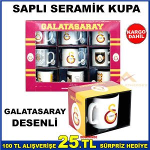 GALATASARAY DESENLİ SAPLI SERAMİK KUPA BARDAK
