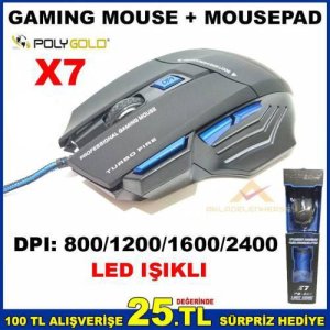 X7 Gamıng Mouse Işıklı Oyuncu Mouse + Mousepad