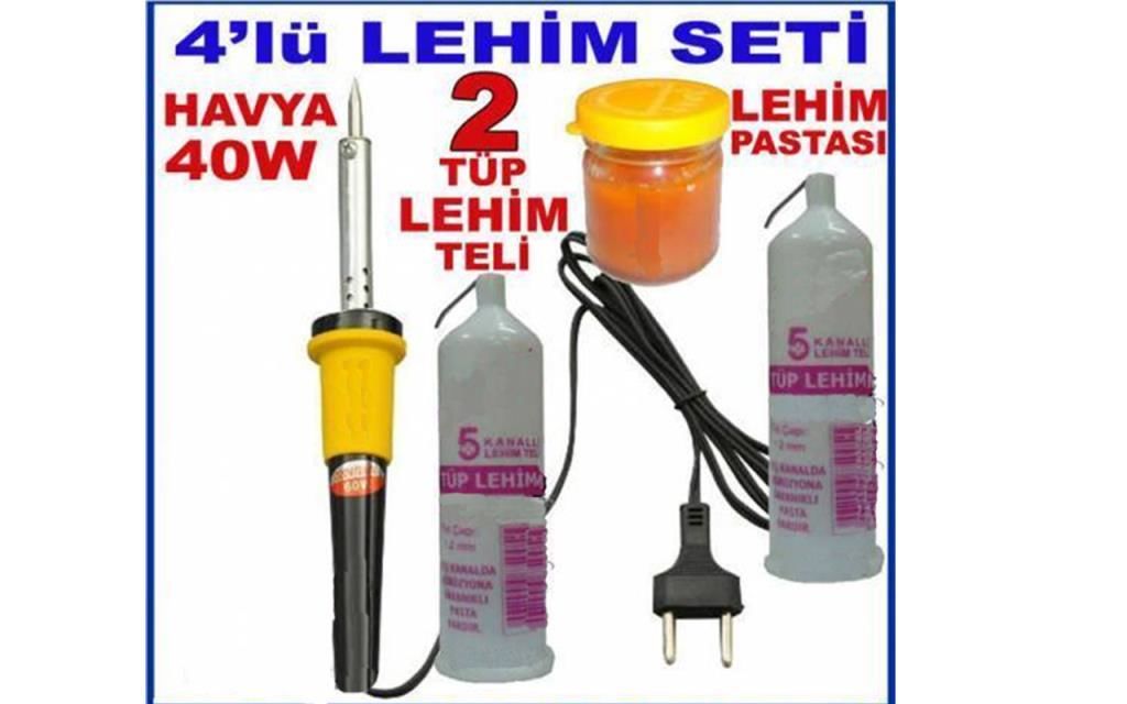 Kalem Havya Lehim Seti 4lü Lehim Seti,2 Tüp Lehim,40w Kalem Havya Lehim Pastası 4 Lü Lehim Seti