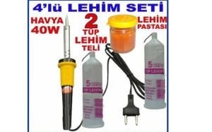 Kalem Havya Lehim Seti 4lü Lehim Seti,2 Tüp Lehim,40w Kalem Havya Lehim Pastası 4 Lü Lehim Seti