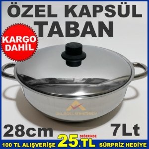 28cm İNDÜKSİYON KAPSÜL TABAN 7lt ÇELİK BASIK KARNIYARIK TENCERESİ