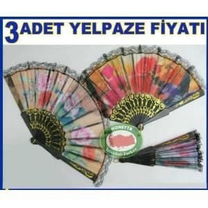 3 adet dantelli kumaş serinlik yelpazesi cebe çantaya kolayca sığan katlanır yelpaze