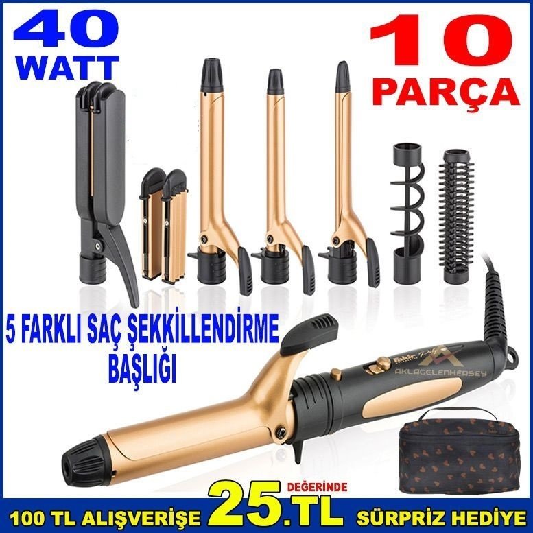 FAKİR 5in1 SAÇ DÜZLEŞTİRME SETİ 10parça SAÇ ŞEKİLLENDİRME SETİ