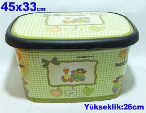 WELCOME BABY 45x33cm TÜM ÇEVRESİ ve KAPAĞI DESENLİ OYUNCAK KUTUSU ÇOK AMAÇLI KAPAKLI MALZEME KUTUSU