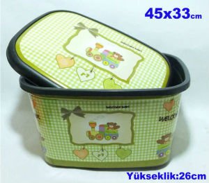 WELCOME BABY 45x33cm TÜM ÇEVRESİ ve KAPAĞI DESENLİ OYUNCAK KUTUSU ÇOK AMAÇLI KAPAKLI MALZEME KUTUSU