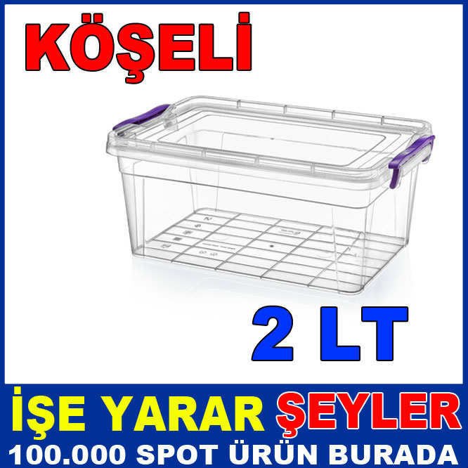 2 LİTRE 1 NOLU KÖŞELİ KİLİTLİ SAKLAMA KABI