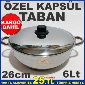 26cm İNDÜKSİYON KAPSÜL TABAN 6lt ÇELİK BASIK KARNIYARIK TENCERESİ