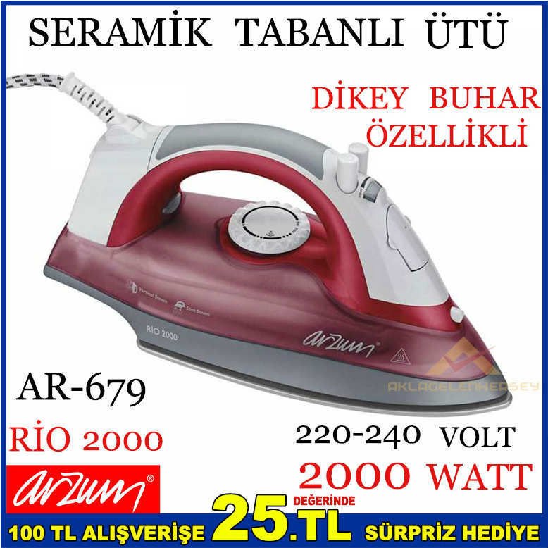 ARZUM RİO 2000 SERAMİK TABANLI 2000 WATT ÜTÜ
