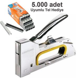 Çelik Mobilyacı Zımba Makinesi 5000 adet Çakma Teli Hediyesi ile Manuel Döşemeci Zımbalama Seti