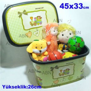 WELCOME BABY 45x33cm TÜM ÇEVRESİ ve KAPAĞI DESENLİ OYUNCAK KUTUSU ÇOK AMAÇLI KAPAKLI MALZEME KUTUSU