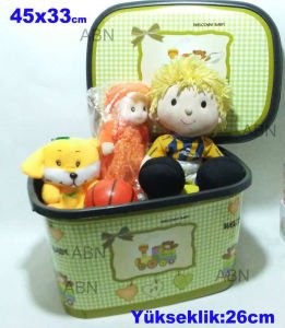 WELCOME BABY 45x33cm TÜM ÇEVRESİ ve KAPAĞI DESENLİ OYUNCAK KUTUSU ÇOK AMAÇLI KAPAKLI MALZEME KUTUSU